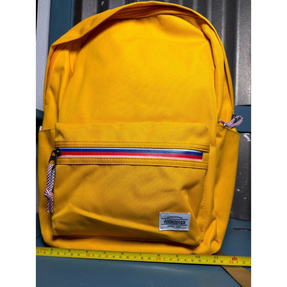 American Tourister UpBeat Backpack Yellow Canvas School Commute Bag Retro Travel - Picture 8 of 11